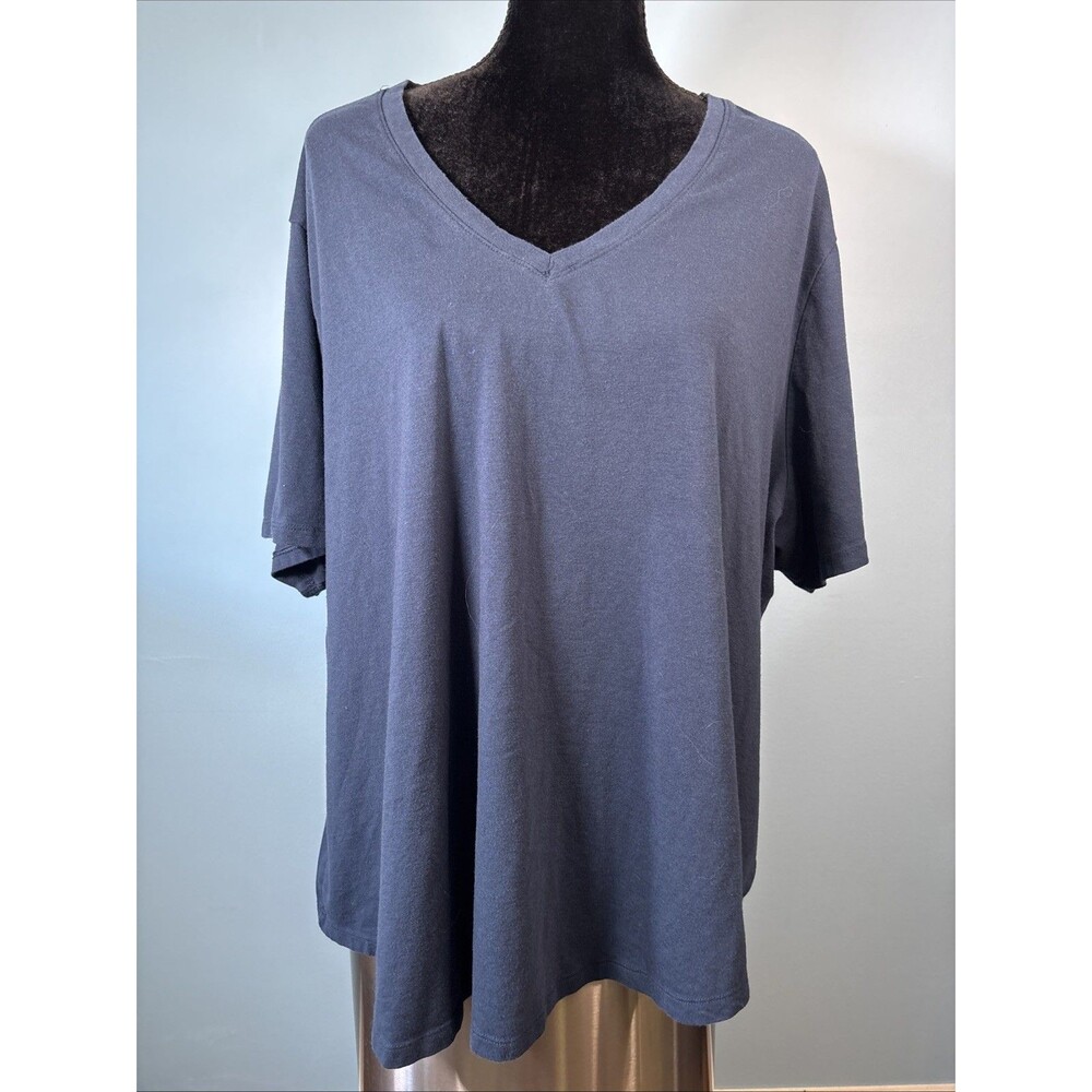 Terra & Sky Navy Blue V-Neck Short Sleeve T-Shirt (women’s 4XL 28-30W) Pullover